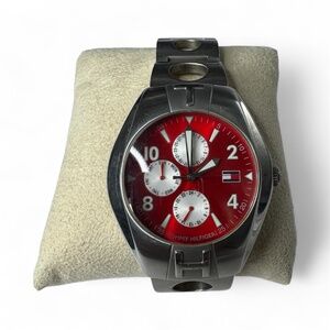 Y2K era Hilfiger - Tommy Hilfiger Red Dial Multifunction Sport Fashion Watch